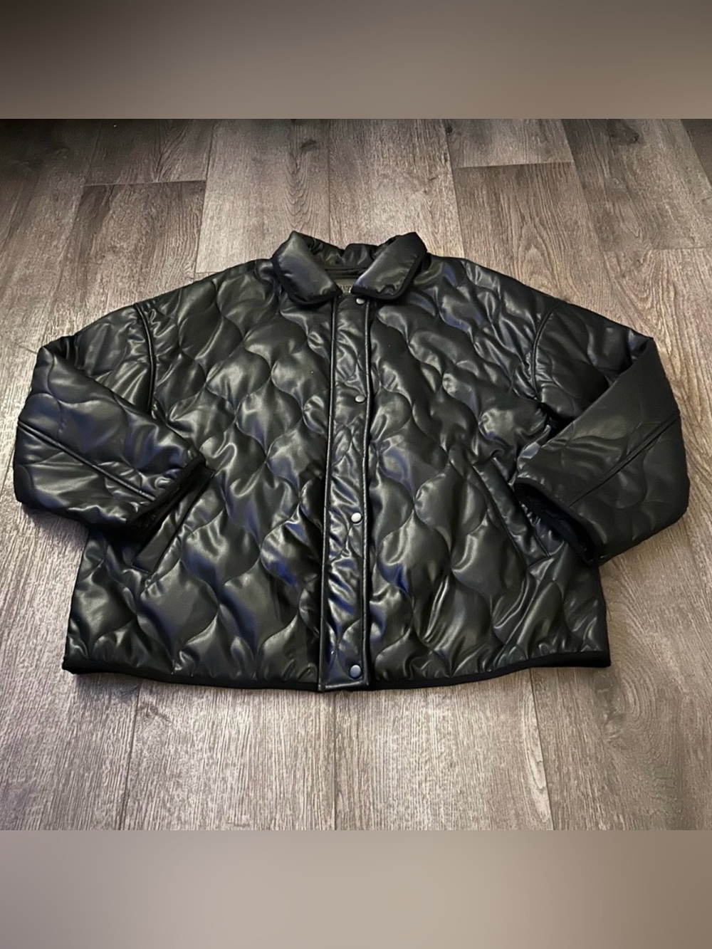 Cavalini Eclectic Grandpa Boxy Quilted Faux Leather Jacket Size 2X